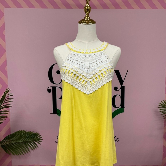 Lilly Pulitzer Tops - Lilly Pulitzer Yellow Dress with White Accents